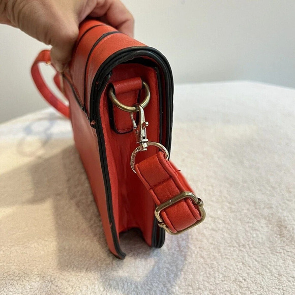 Geometric Puzzle Bag Women’s Red Orange Gold Small Rectangle Shoulder *read - Picture 11 of 16